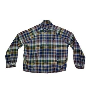 Vintage  Polo Ralph Lauren Jacket Multicolor Madras Plaid Bomber Harrington
